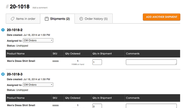 Easier shipment splitting